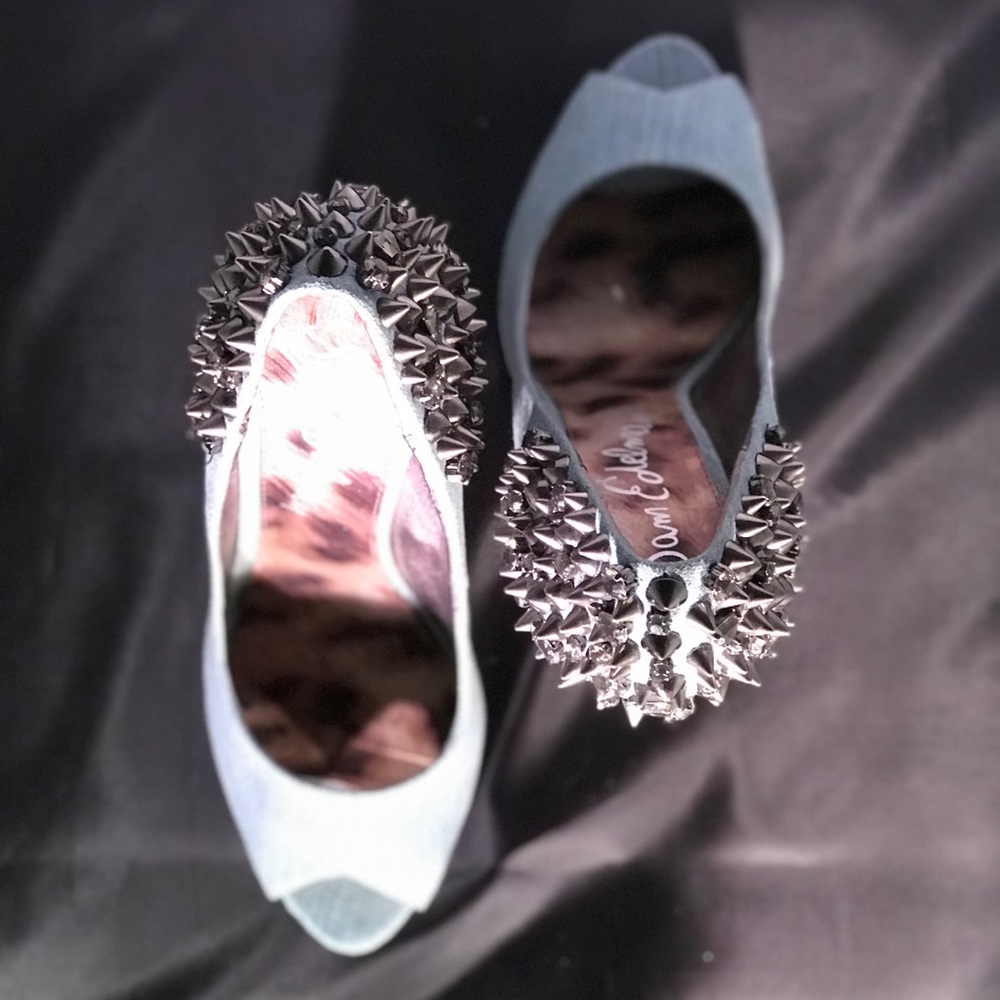 Sam Edelman Denim Lorissa  Spiked Heels 8.5